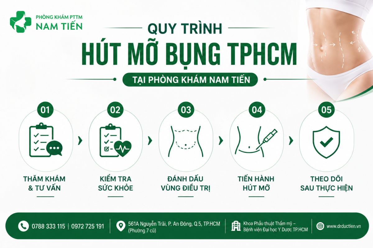 HÚT MỠ BỤNG TPHCM 2 Quy trình thực hiện hút mỡ bụng TPHCM tại phòng khám Nam Tiến